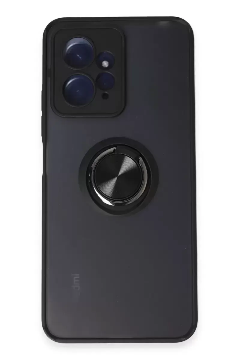 Newface Xiaomi Redmi Note 12 4g Kılıf Montreal Yüzüklü Silikon Kapak - Siyah