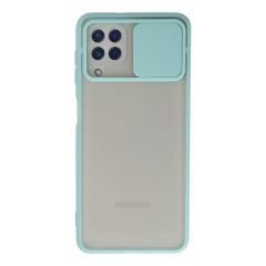 Samsung Galaxy A22 Kılıf Palm Buzlu Kamera Sürgülü Silikon - Turkuaz