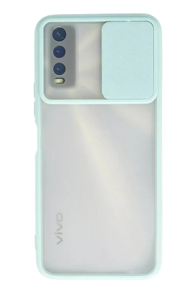 Newface Vivo Y11s Kılıf Palm Buzlu Kamera Sürgülü Silikon - Turkuaz