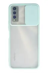 Newface Vivo Y11s Kılıf Palm Buzlu Kamera Sürgülü Silikon - Turkuaz