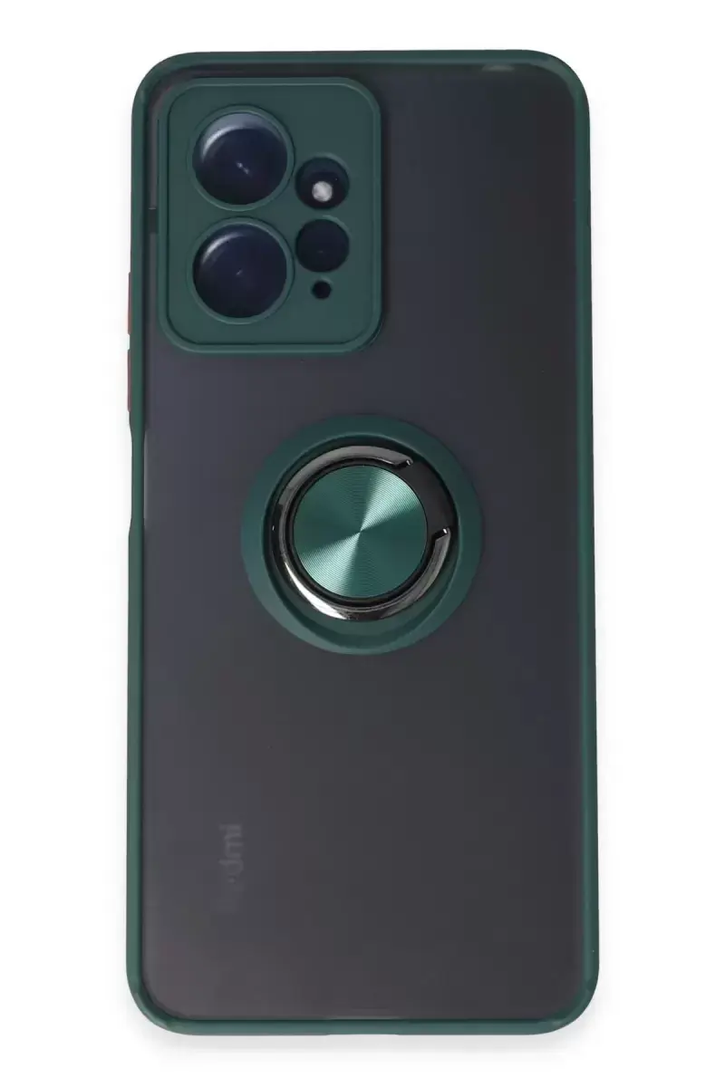 Newface Xiaomi Redmi Note 12 4g Kılıf Montreal Yüzüklü Silikon Kapak - Yeşil