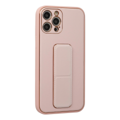 İphone 12 Pro Kılıf Coco Deri Standlı Kapak - Pembe