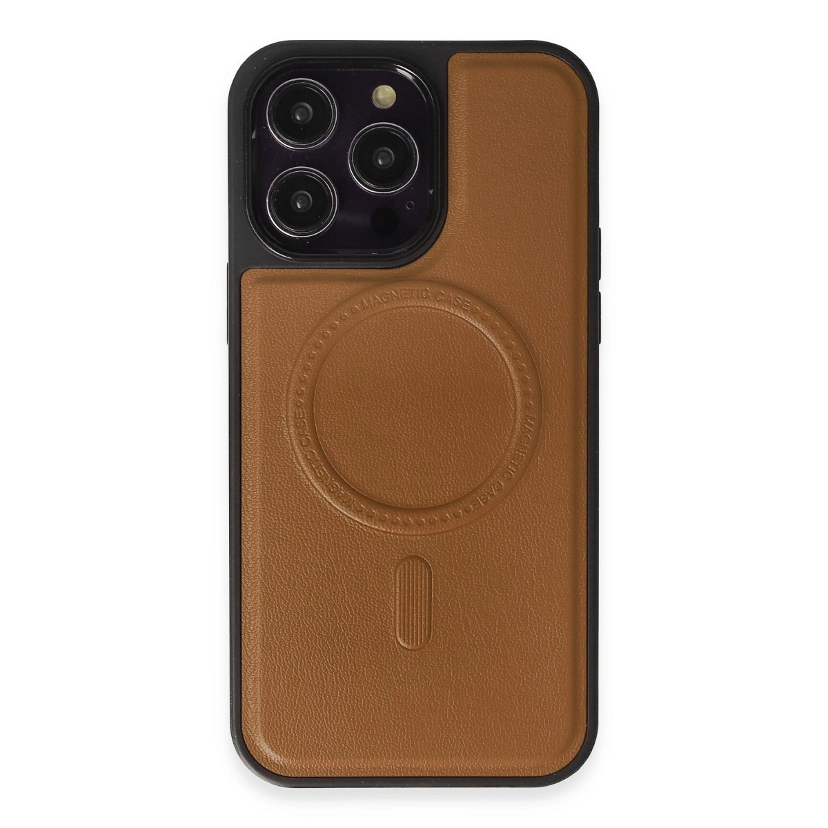 İphone 15 Pro Max Kılıf Ozzi Magsafe Deri Kapak - Taba