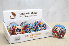 Sevimli Köpek Tasarımıyla Taş İşlemeli İnce El Aynası Yuvarlak Alk4577