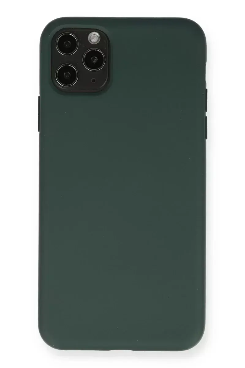 Newface İphone 11 Pro Max Kılıf Nano İçi Kadife Silikon - Koyu Yeşil