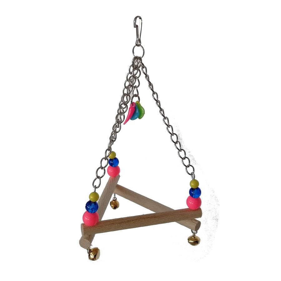 Üçgen Kuş Salıncağı, Çanlı Renkli 10* 18 cm