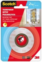 Scotch Şeffaf Montaj Bandı Çift Taraflı 19mmx1,5m