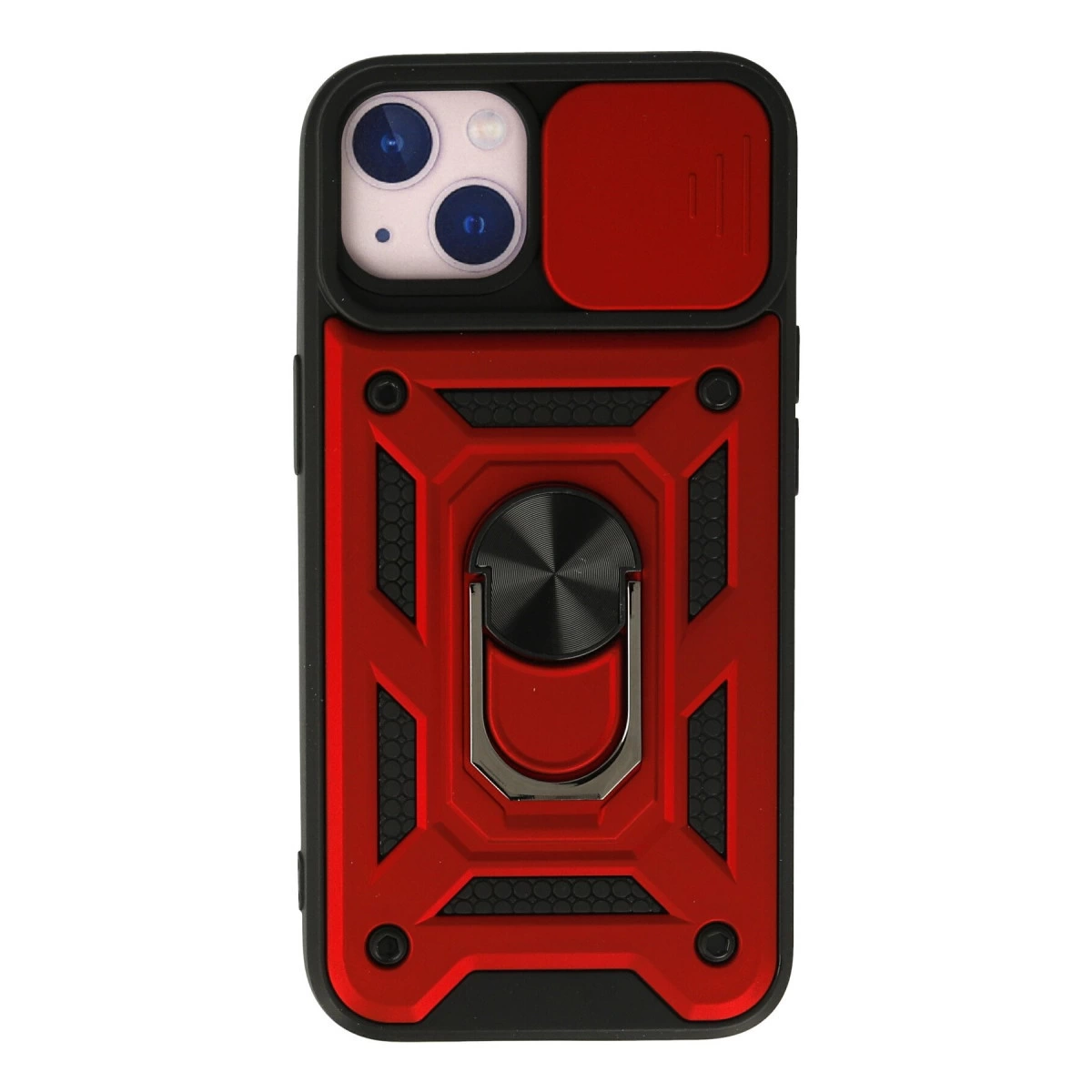 İphone 13 Kılıf Pars Lens Yüzüklü Silikon - Kırmızı