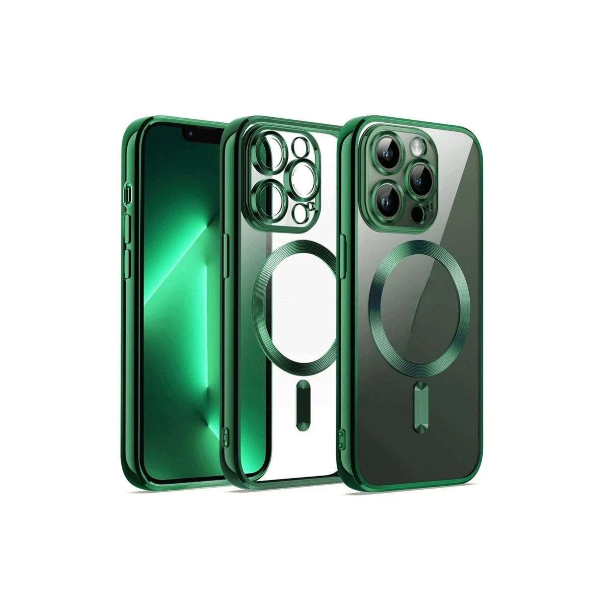 İphone 13 Pro Max Kılıf Kross Magneticsafe Kapak - Koyu Yeşil