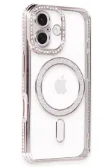 Newface İphone 16 Kılıf Joke Simli Magneticsafe Kılıf - Pembe