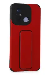 Newface Xiaomi Redmi 12c Kılıf Mega Standlı Silikon - Kırmızı