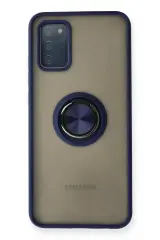 Newface Samsung Galaxy A02s Kılıf Montreal Yüzüklü Silikon Kapak - Lacivert