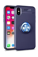 Newface İphone Xs Max Kılıf Range Yüzüklü Silikon - Mavi