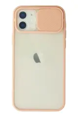 Newface İphone 12 Kılıf Palm Buzlu Kamera Sürgülü Silikon - Pembe