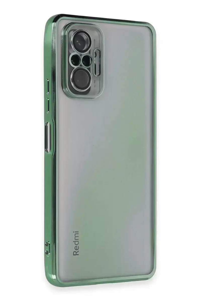 Newface Xiaomi Redmi Note 10 Pro Kılıf Razer Lensli Silikon - Yeşil