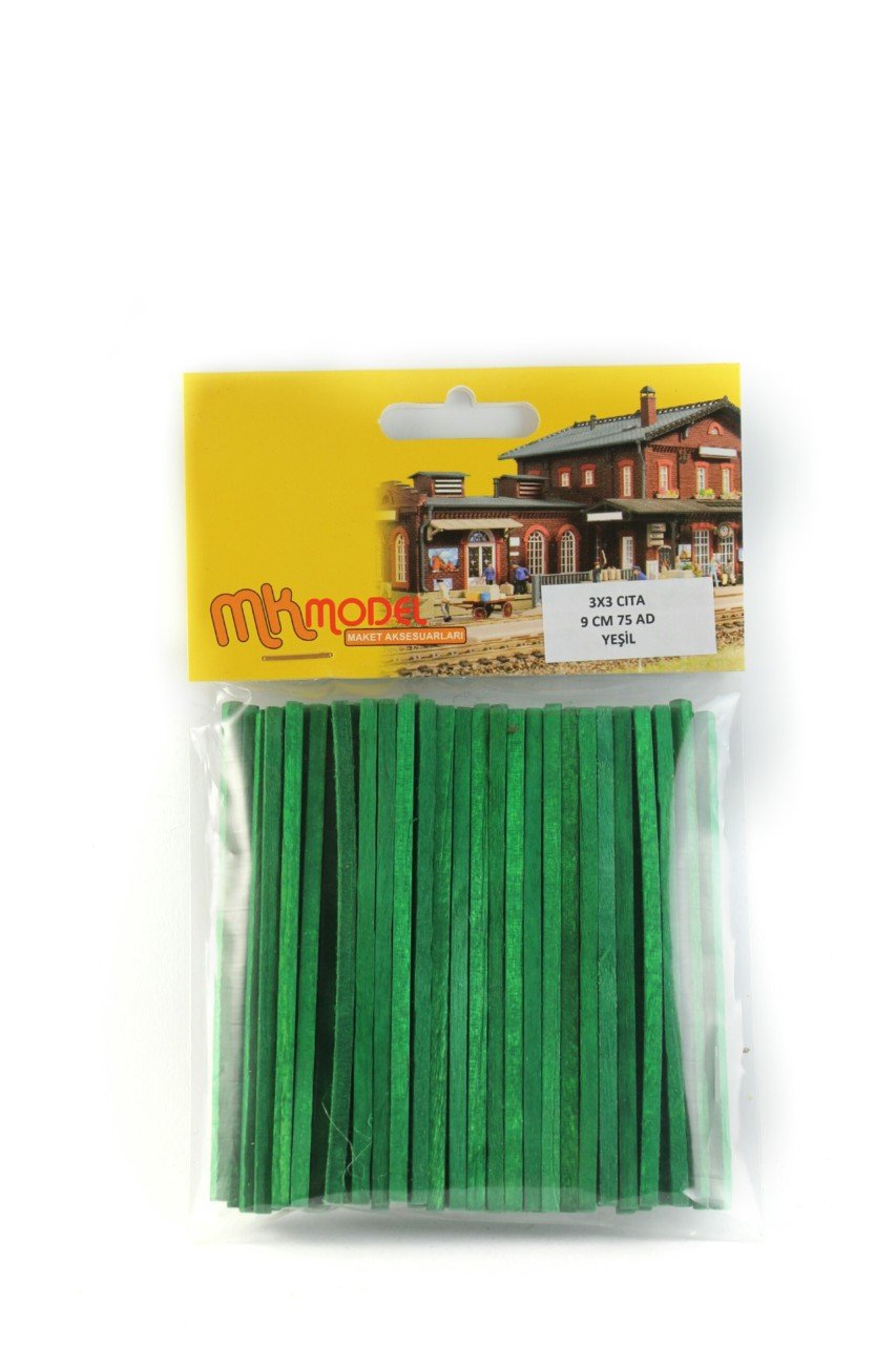 Ahşap Ihlamur Çıta Yeşil 3x3mm 9cm 75 Adet
