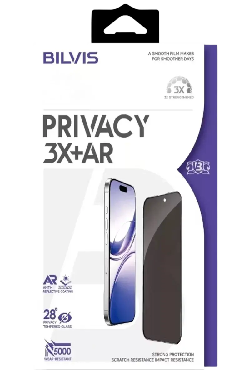 Newface Apple İphone 17 Pro Bilvis 3x Ar Hayalet Cam Ekran Koruyucu - Siyah