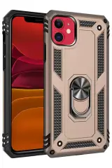 Newface İphone 11 Kılıf Sofya Yüzüklü Silikon Kapak - Gold