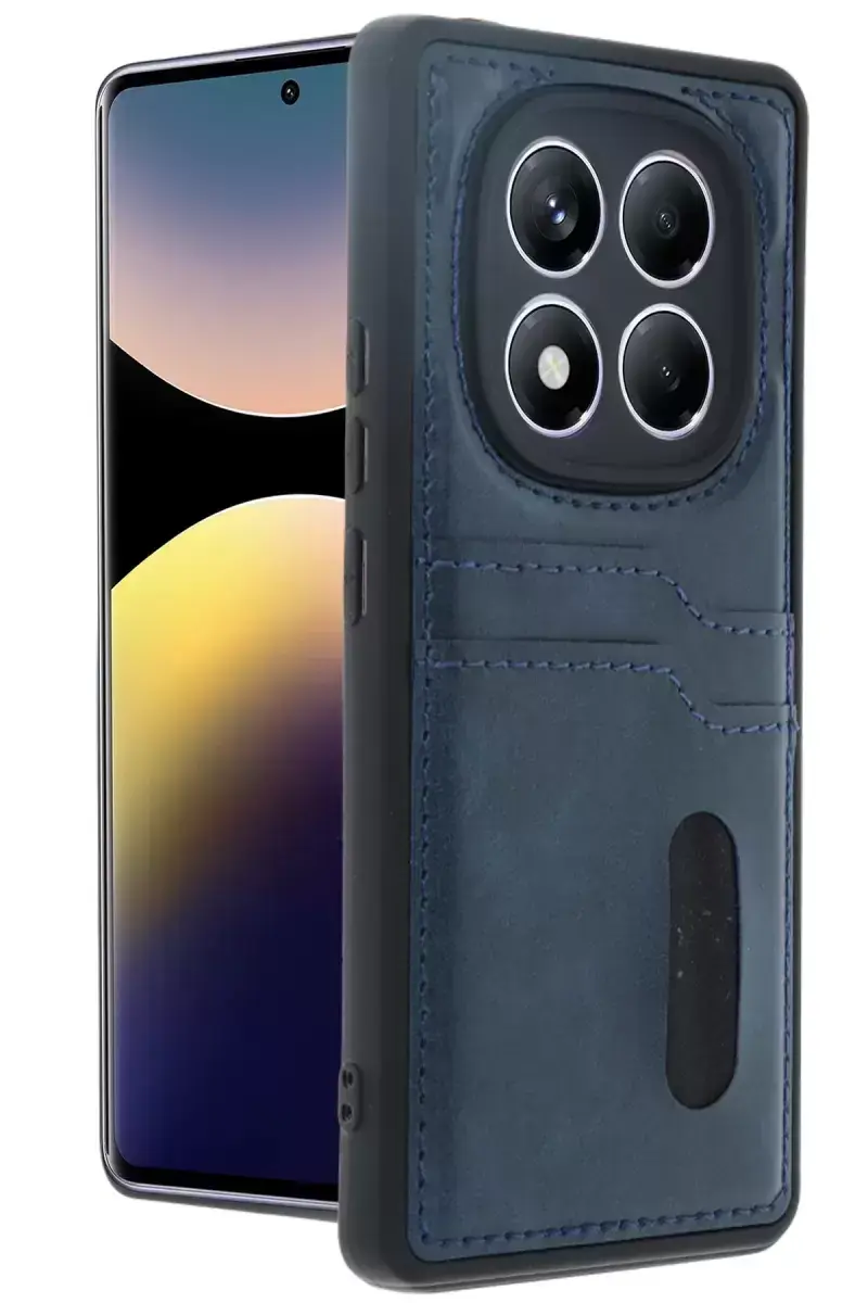 Newface Xiaomi Redmi Note 14 Pro 4g Kılıf Sara Kartvizitli Deri Kılıf - Lacivert