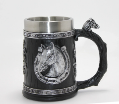 3d Kabartmalı At Büstü Paslanmaz Çelik Kupa Bardak Alk4475
