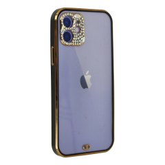 İphone 12 Kılıf Liva Taşlı Silikon - Siyah