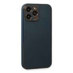 İphone 13 Pro Kılıf Coco Deri Silikon Kapak - Mavi
