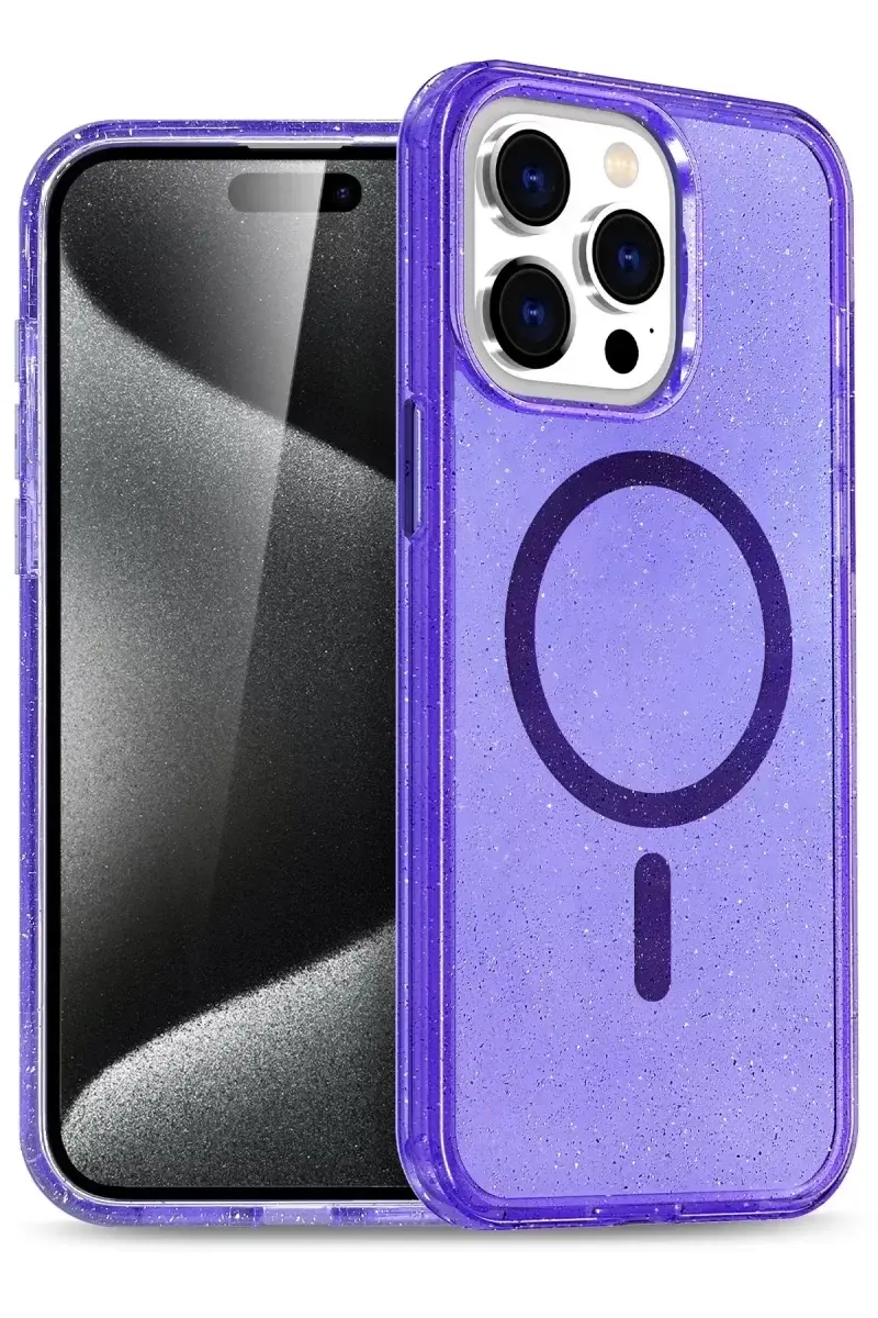 Newface İphone 14 Pro Kılıf Star Magsafe Kapak - Mor
