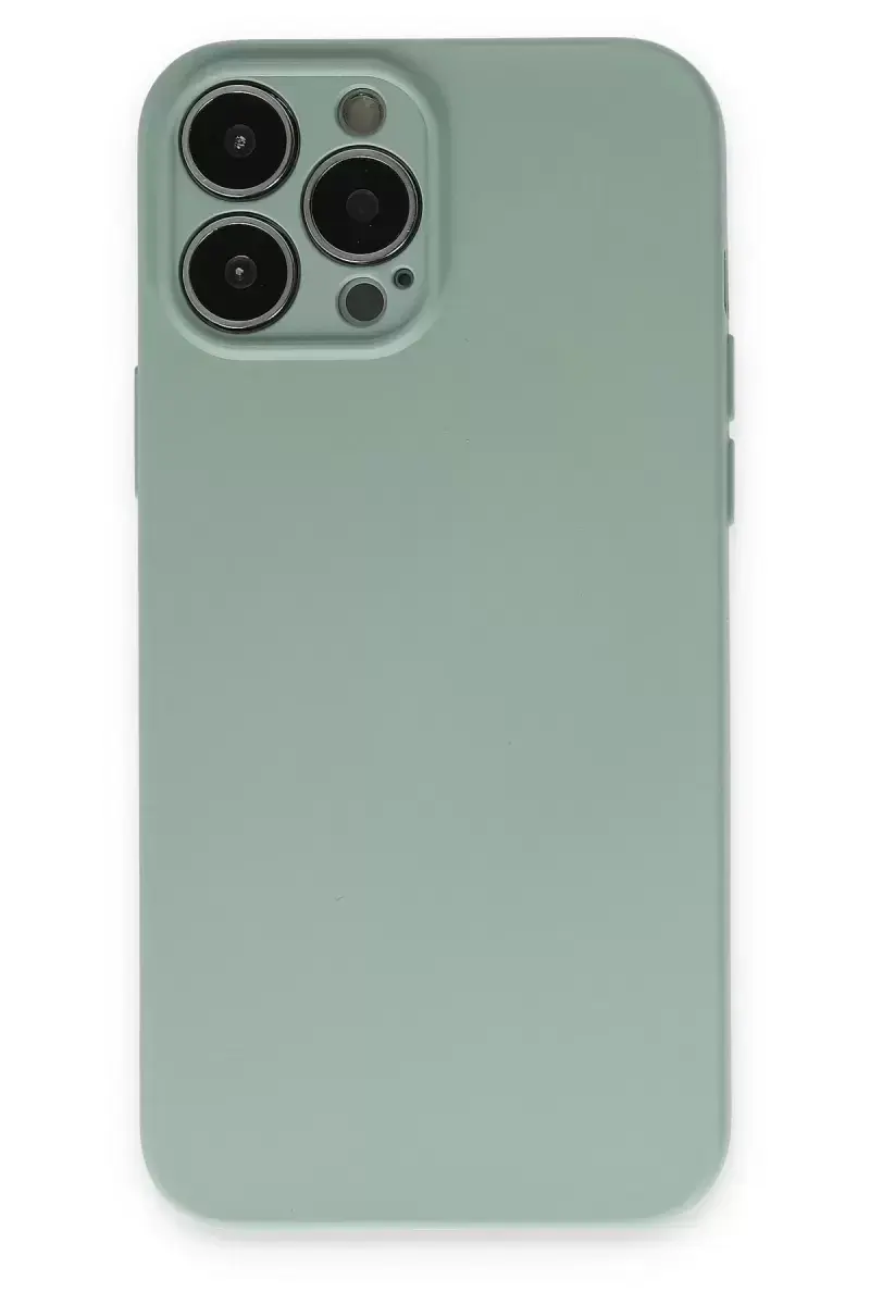 Newface İphone 13 Pro Kılıf Nano İçi Kadife Silikon - Su Yeşili