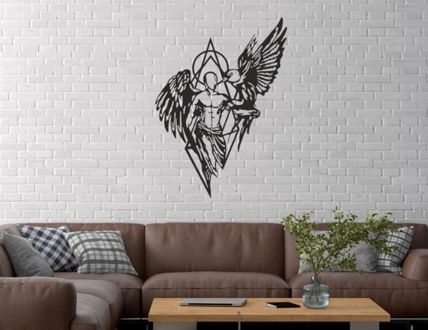 Duvar Dekor Süs Mdf Ahşap Melek Temalı 29 x 40 Siyah Renk