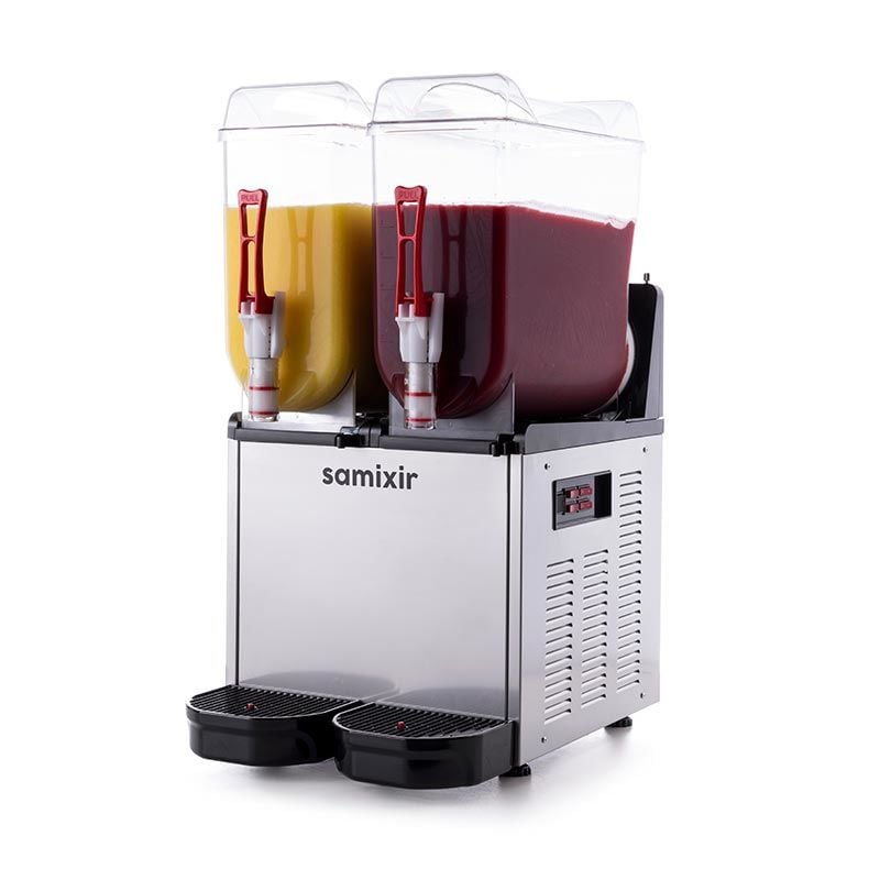 Twin Ice Slush Granita Milkshake ve Soğuk Meyve Suyu Dispenseri, 12+12 L, Inox