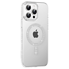 Joko  İphone 14 Pro Max Move Taşlı Magsafe Kapak - Gümüş