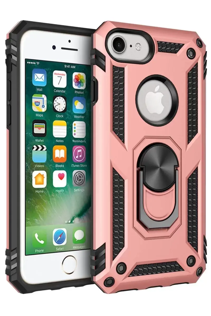 Newface İphone 7 Kılıf Sofya Yüzüklü Silikon Kapak - Rose