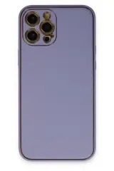 Newface İphone 12 Pro Max Kılıf Coco Deri Silikon Kapak - Açık Lila