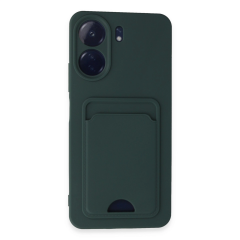 Xiaomi Redmi 13c Kılıf Kelvin Kartvizitli Silikon - Koyu Yeşil