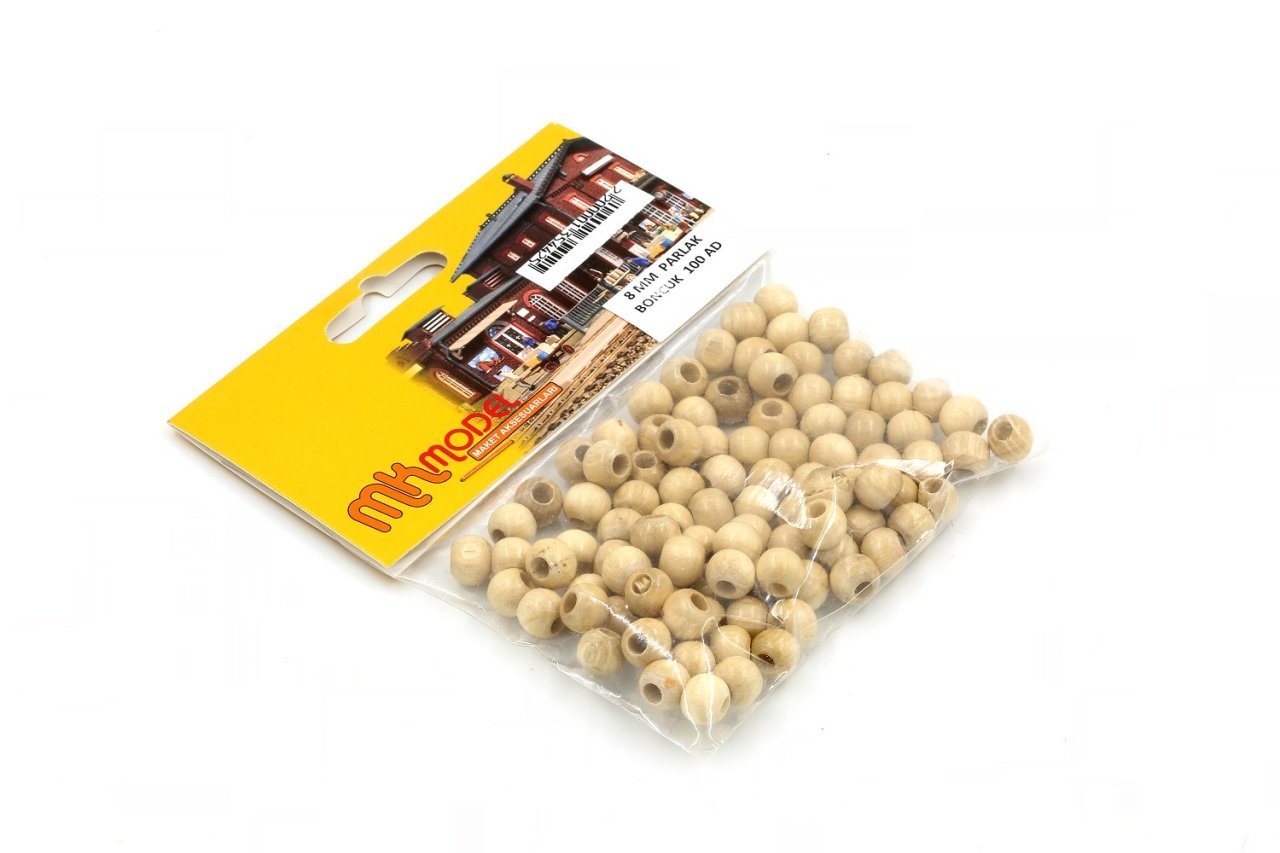 Yuvarlak Parlak Ahşap Boncuk 8mm 100 Adet