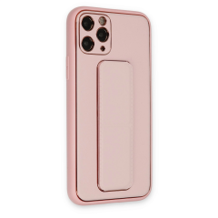 İphone 11 Pro Max Kılıf Coco Deri Standlı Kapak - Pembe