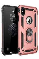 Newface İphone X Kılıf Sofya Yüzüklü Silikon Kapak - Rose