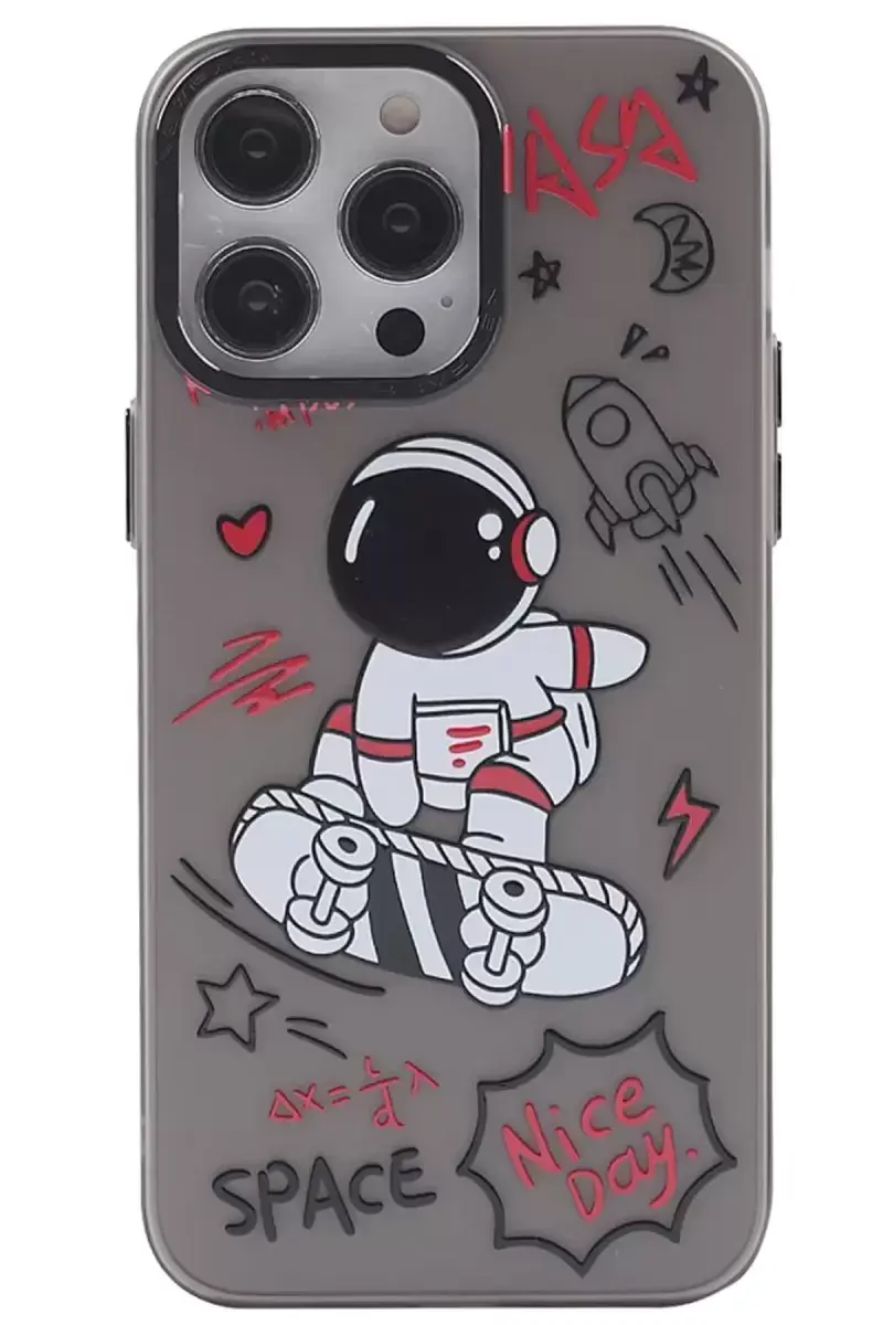Newface İphone 14 Pro Kılıf Prada Desenli Kapak - Prada Siyah - 1