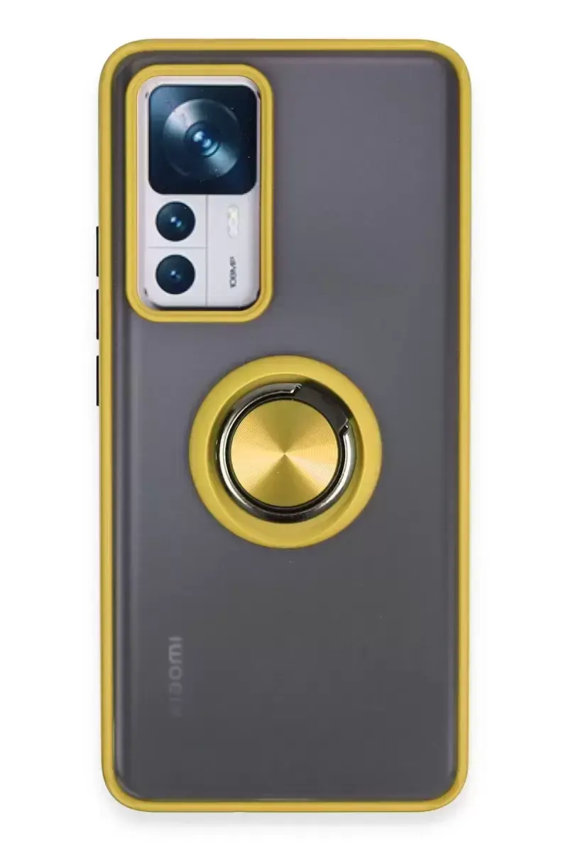 Newface Xiaomi Mi 12t Pro Kılıf Montreal Yüzüklü Silikon Kapak - Sarı