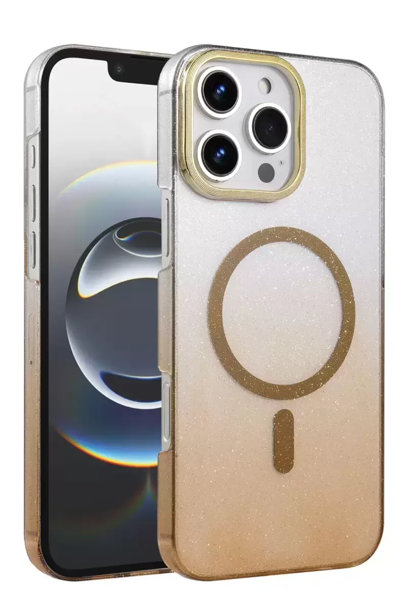 Newface Apple İphone 16 Pro Max Glossy Magsafe Kapak - Çöl Titanyum