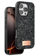 Onegif Apple İphone 16 Pro Bright Simli Kapak - Siyah