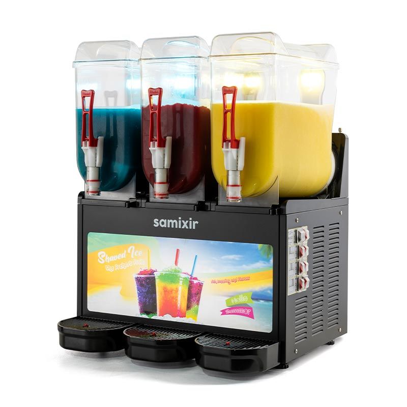 Allure Triple Ice Slush Granita Milkshake ve Soğuk Meyve Suyu Dispenseri, 12+12+12 L, Siyah