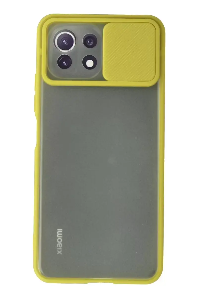 Newface Xiaomi Mi 11 Lite Kılıf Palm Buzlu Kamera Sürgülü Silikon - Sarı