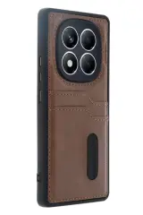 Newface Xiaomi Redmi Note 14 Pro 4g Kılıf Sara Kartvizitli Deri Kılıf - Taba