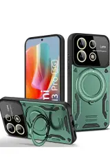 Newface Xiaomi Redmi Note 13 Pro 4g Kılıf Joy Lens Standlı Kapak - Koyu Yeşil