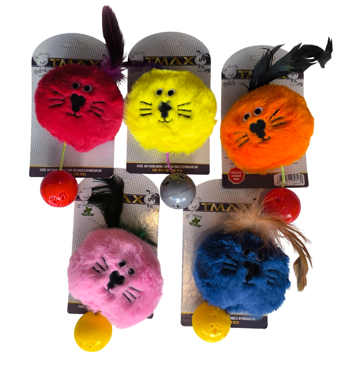 Sesli Catnipli Peluş Kedi Köpek Oyuncağı Çeşitli Renklerde 15 cm