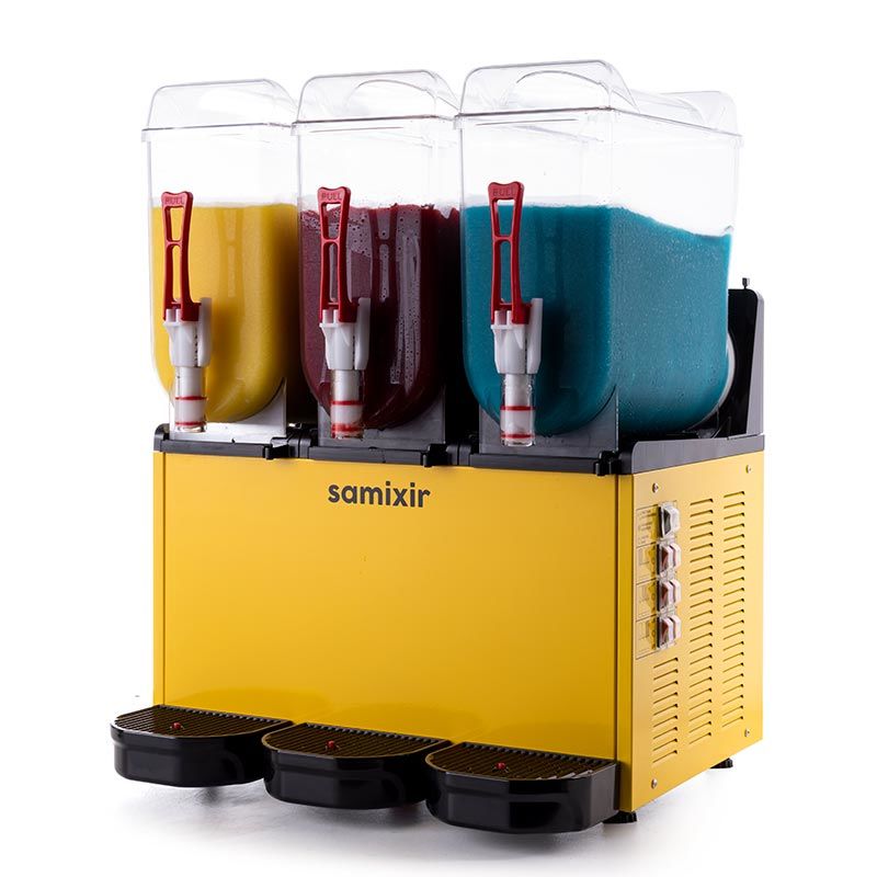 Triple Ice Slush Granita Milkshake ve Soğuk Meyve Suyu Dispenseri, 12+12+12 L, Sarı