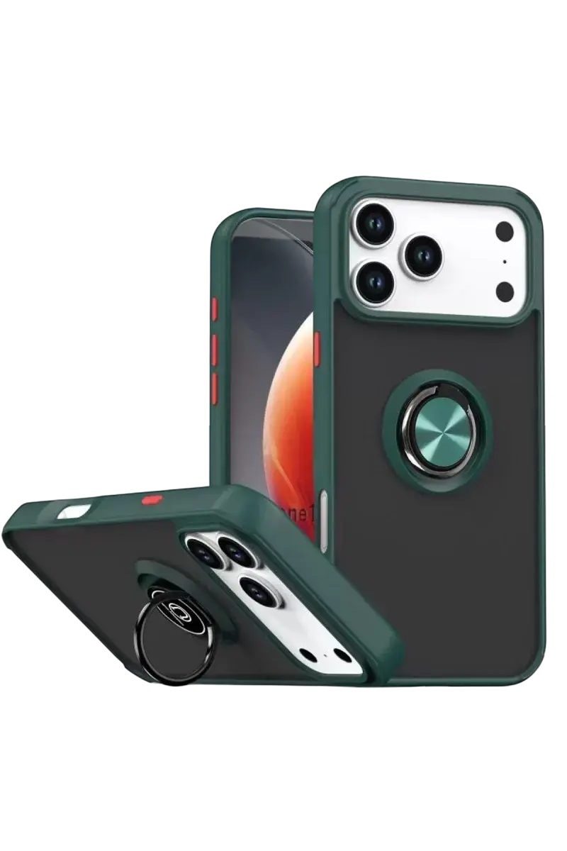 Newface Apple İphone 17 Pro Montreal Yüzüklü Silikon Kapak - Yeşil