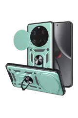 Newface Xiaomi Mi 15 Ultra Kılıf Pars Lens Yüzüklü Silikon - Yeşil