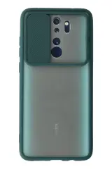 Newface Xiaomi Redmi Note 8 Pro Kılıf Palm Buzlu Kamera Sürgülü Silikon - Yeşil